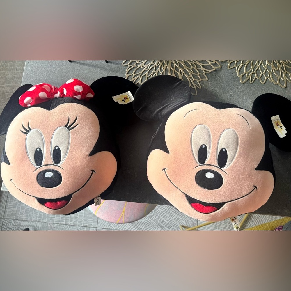 Disney Mickey and Minnie Mouse Plush Pillows - Black and Pink